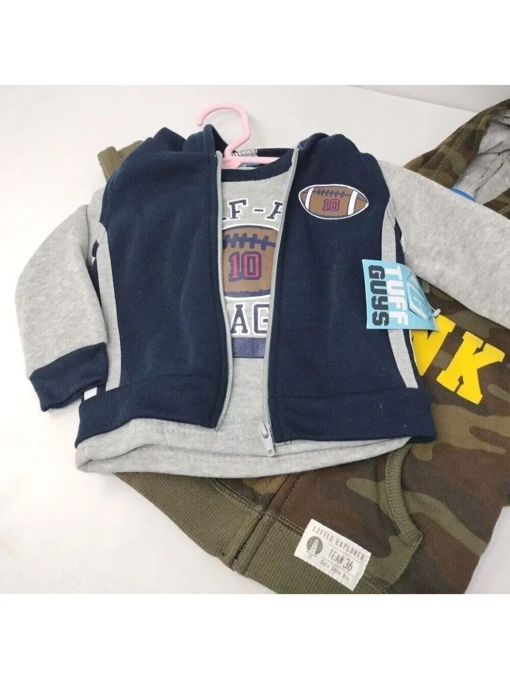 Carter's Tuffguys 3 Piece Baby Boy Football Camo Shirt Hoodie 12 18 Month